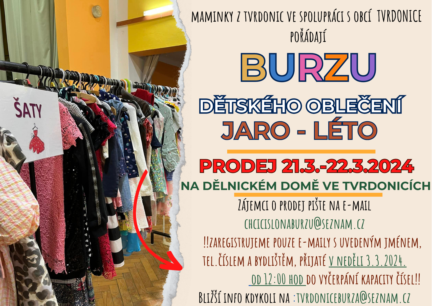 Registrace na burzu dětského oblečení