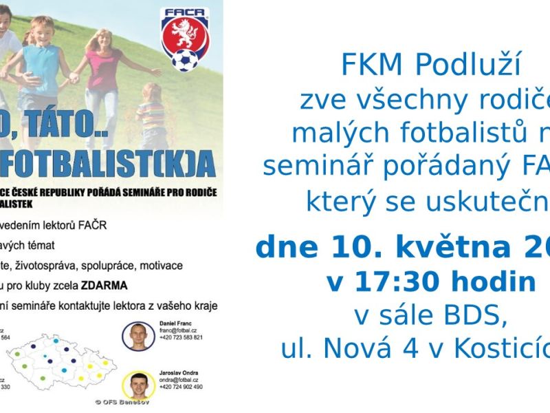 Seminář pro rodiče malých fotbalistů