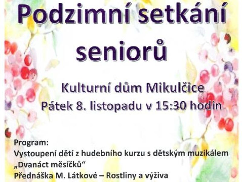 PODZIMNÍ SETKÁNÍ SENIORŮ V MIKULČICÍCH