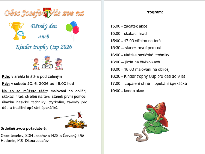 Dětský den aneb Kinder trophy Cup 2026