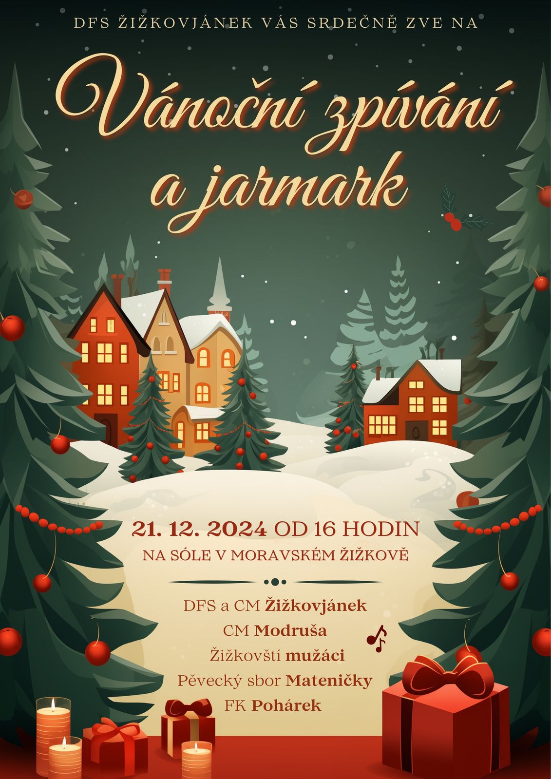 Vánoční zpívání a jarmark v Moravském Žižkově