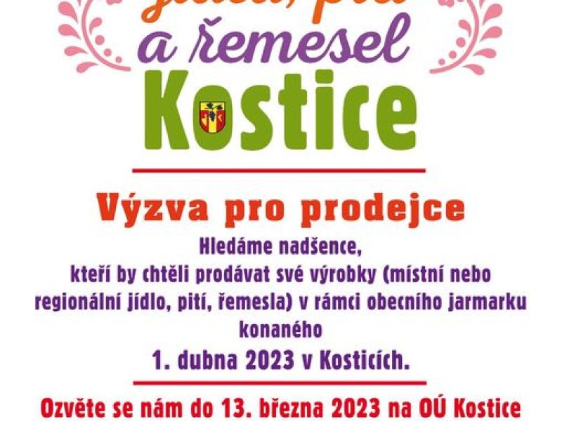 Jarmark jídla, pití a řemesel v Kosticích