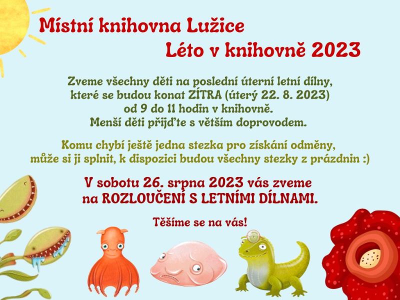 Poslední letní dílny: Knihovna Lužice