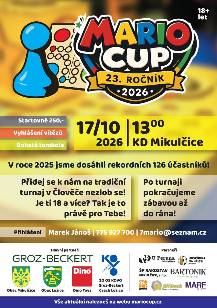 Mário Cup - turnaj v Člověče, nezlob se