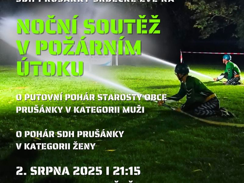 Noční soutěž v požárním útoku Prušánky 2025
