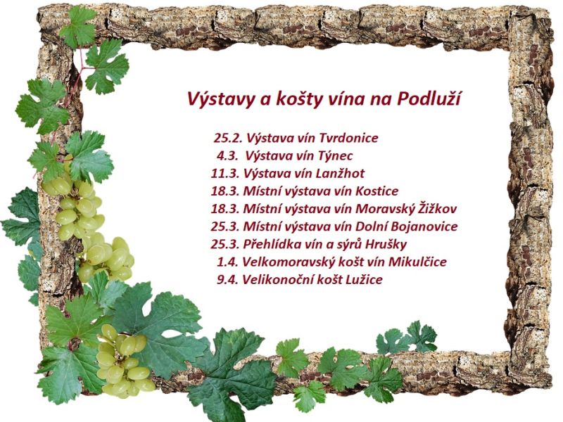 Přehled koštů vín na Podluží