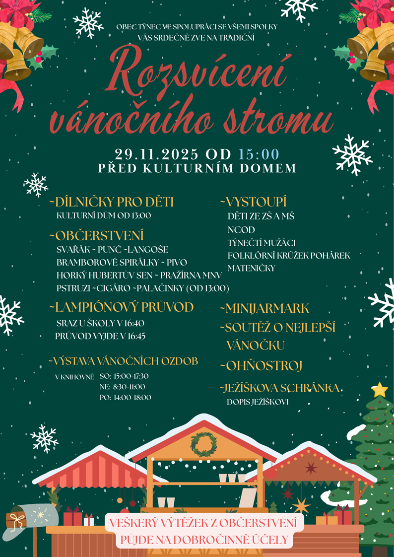 Rozsvícení vánočního stromu v Týnci