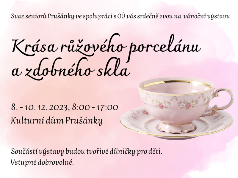 Krása růžového porcelánu a zdobného skla