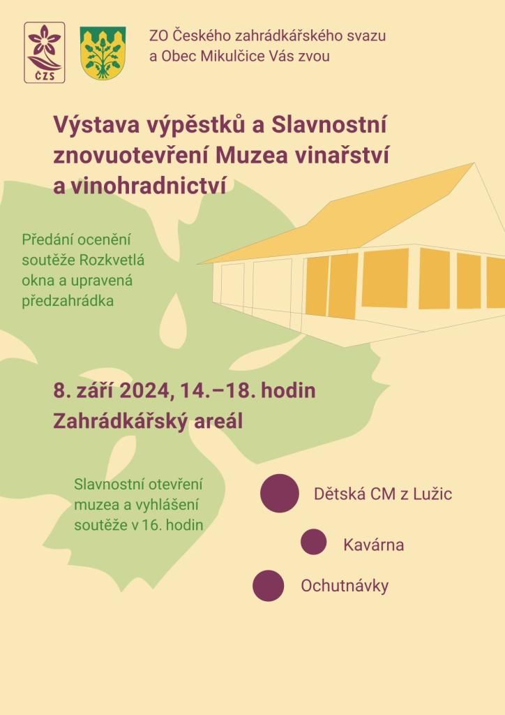 Výstava výpěstků a slavnostní znovuotevření Muzea vinařství a vinohradnictví